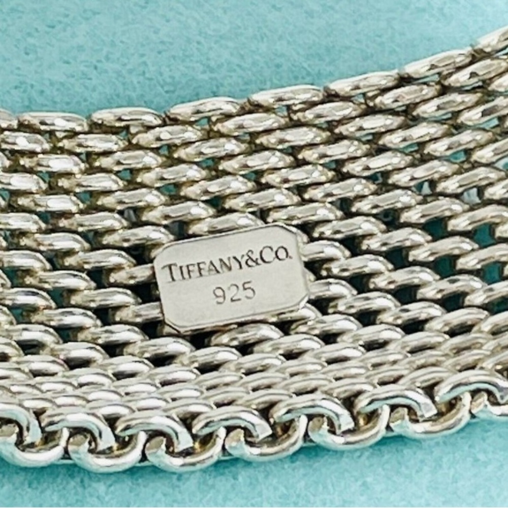 Authentic Tiffany Somerset Sterling silver bracelet bangle with pouch & box - Picture 5 of 15